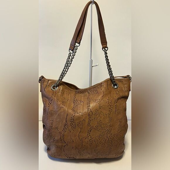 Crown Vintage Tan leather hobo shoulder bag Tote - Picture 11 of 13